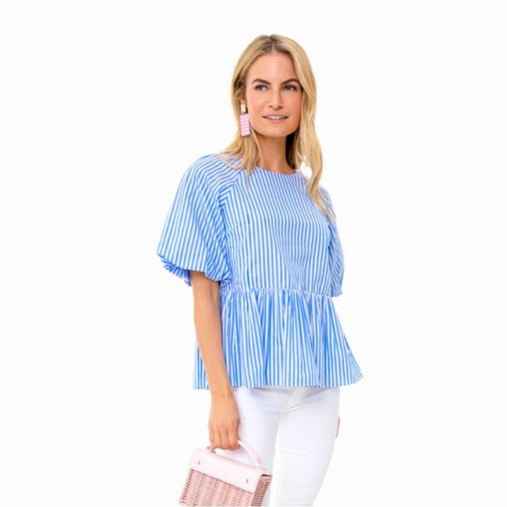 Tuckernuck Blue and White Striped Blouse